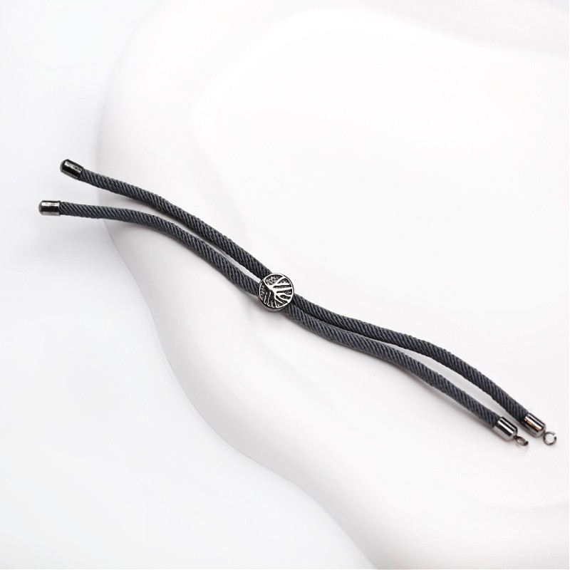 Bracelet base/ sliding clasp/ anthracite/ dark gray string/ approx. 12.5cm 1 pc B21
