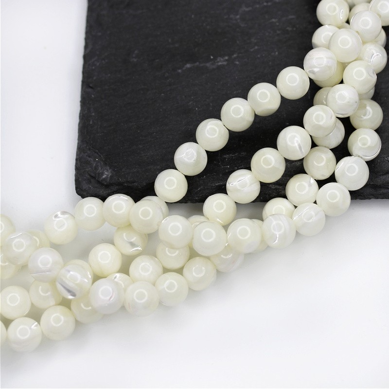 Shell beads / mother of pearl 8mm 52pcs / string MUKU08