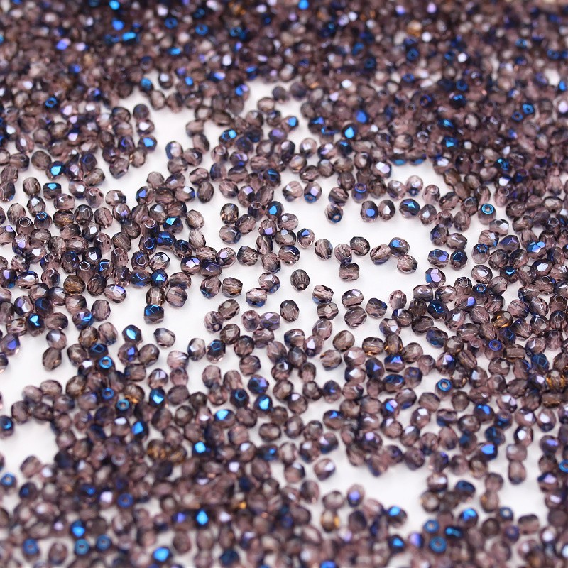 Czech beads/ 3mm faceted balls/ transparent violet AB/ 50 pcs/ SZGBKF03C121