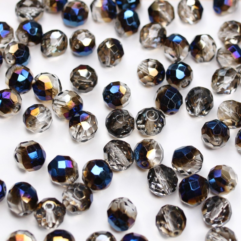 Czech beads/ 12mm faceted balls/ Blue Iris Crystal/ 5 pcs/ SZGBKF12-KO-BR00030