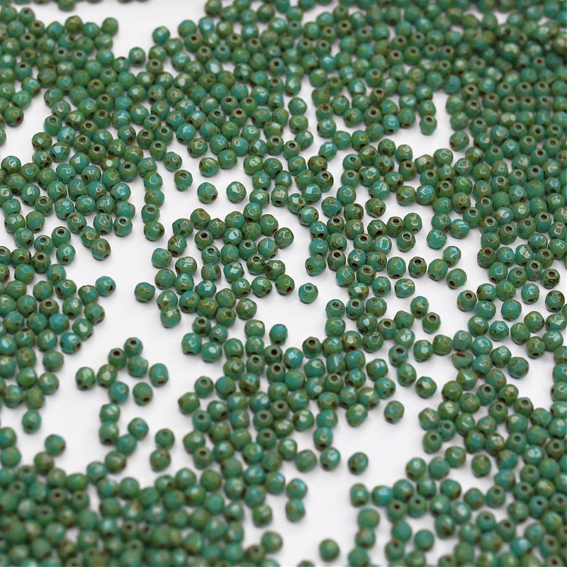 Czech beads/ 3mm faceted balls/ turquoise/ 50 pcs/ SZGBKF-KO-T63130