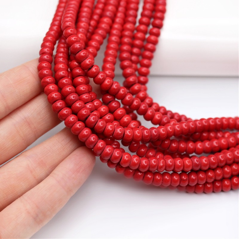 Strong red howlite / 6 mm spacers 100 pcs / HOCZPRZE01 rope