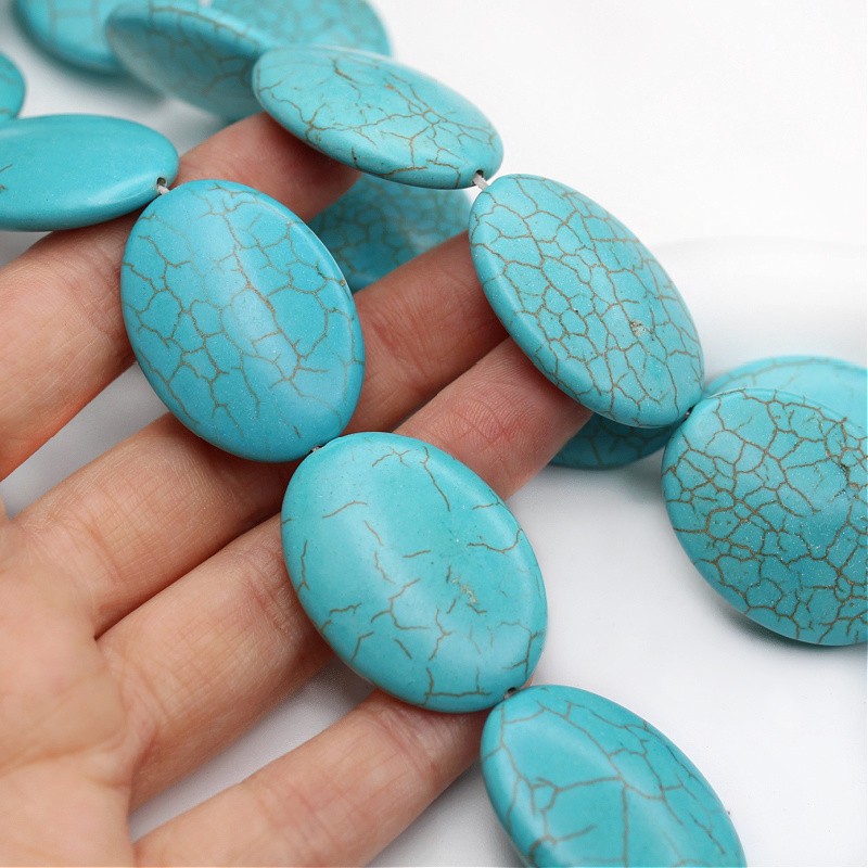 Howlite turquoise/ oval large 34.5x25mm 1pc/ HOTUOWD01