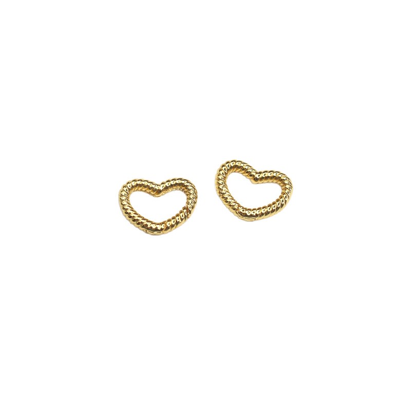 Heart clasp, ribbed/gold-plated 17x13mm 1pc AKGP067
