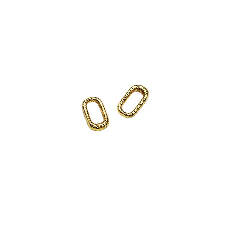 Ribbed/gold-plated oval clasp 15.5x8.7mm 1pc AKGP073