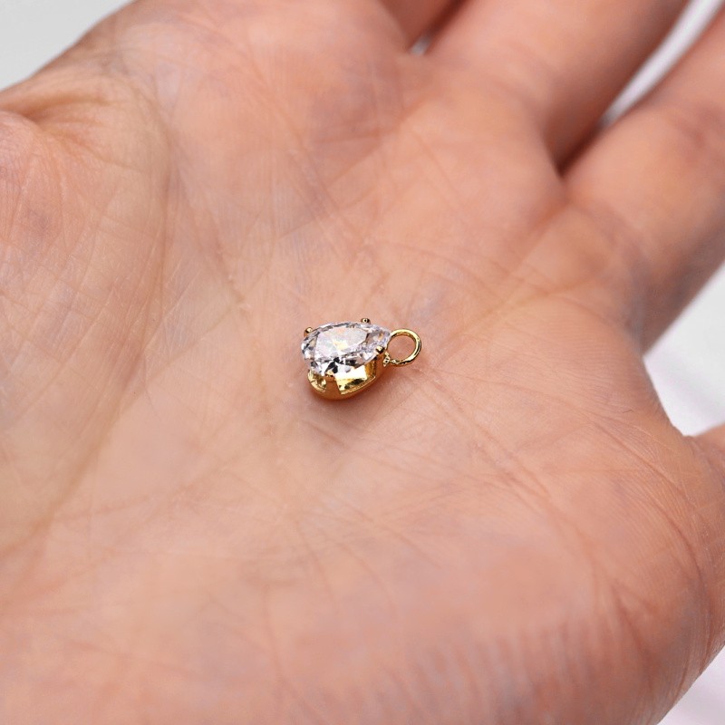Teardrop pendant / crystal in a basket / gold-plated 9.7 mm 1 pc AKGP083B