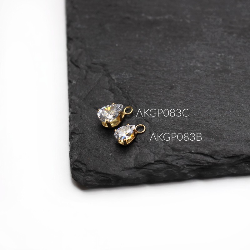 Teardrop pendant / crystal in a basket / gold-plated 9.7 mm 1 pc AKGP083B