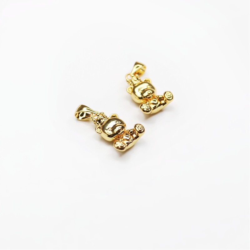 Teddy bear pendant with heart/gold-plated 16.7mm 1 pc AKGP090