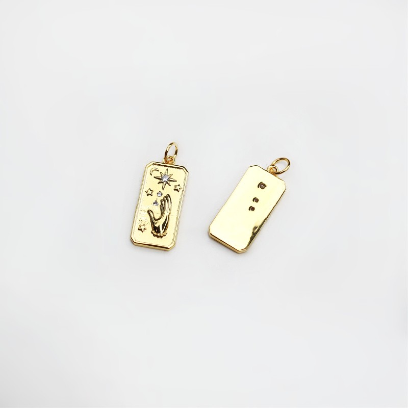Rectangular pendant/ hand reaching for the sky/ gold-plated 23x10.3mm 1 pc AKGP008