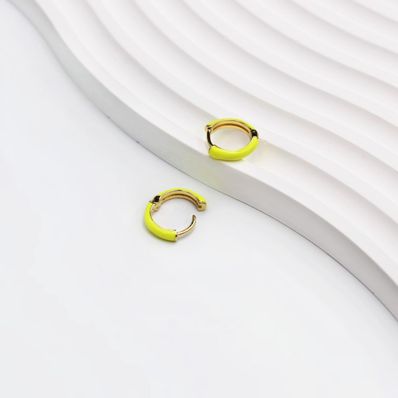 Enameled hoop earrings/yellow/gold-plated 13.5mm 1 pair AKGP017D