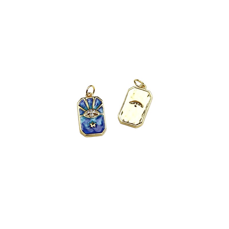 Enamel pendant/ blue pearl/ prophet's eye with star/ gold-plated 19.5mm 1 pc AKGP019
