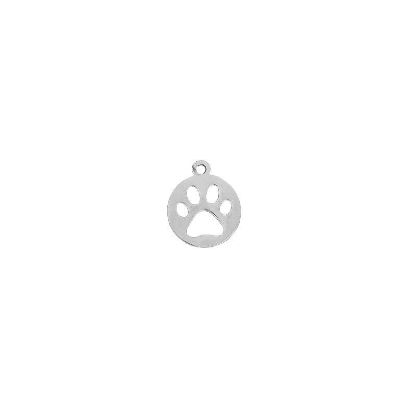 Coin pendant with paw/ surgical steel/ 12mm 1pcs AKGSCH013PL