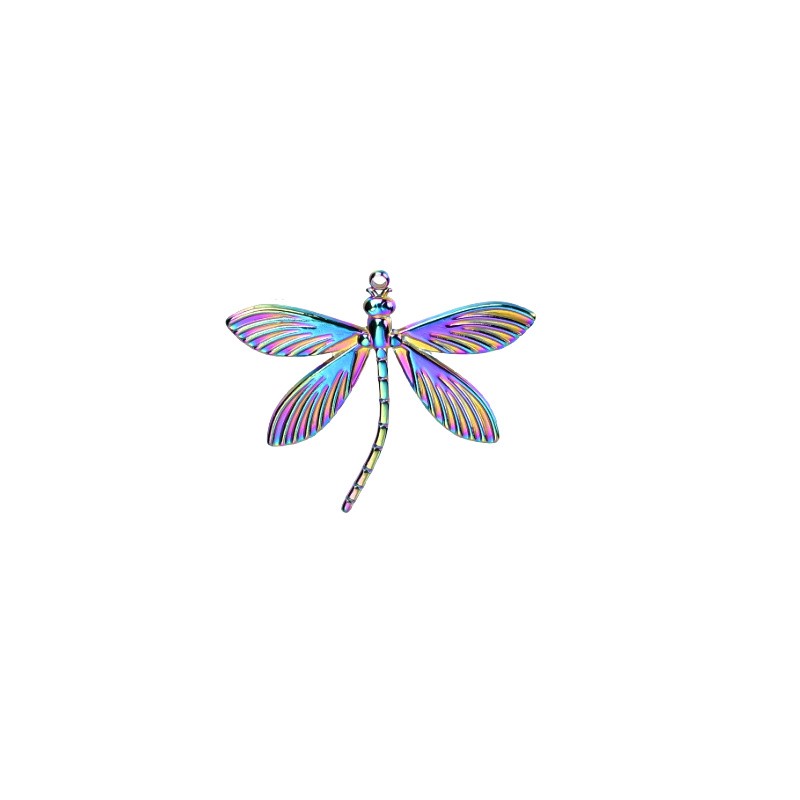 Dragonfly/rainbow pendant surgical steel 28x35mm 1 pc ASS695RB