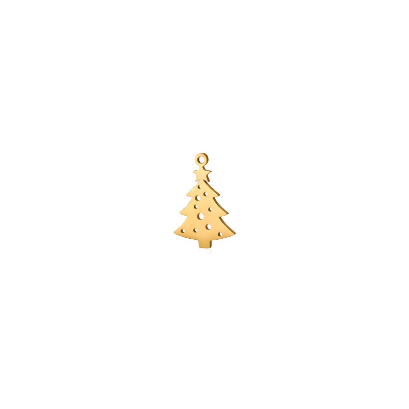 Christmas tree pendant / gold surgical steel 20x14mm 1 pc ASS697KG