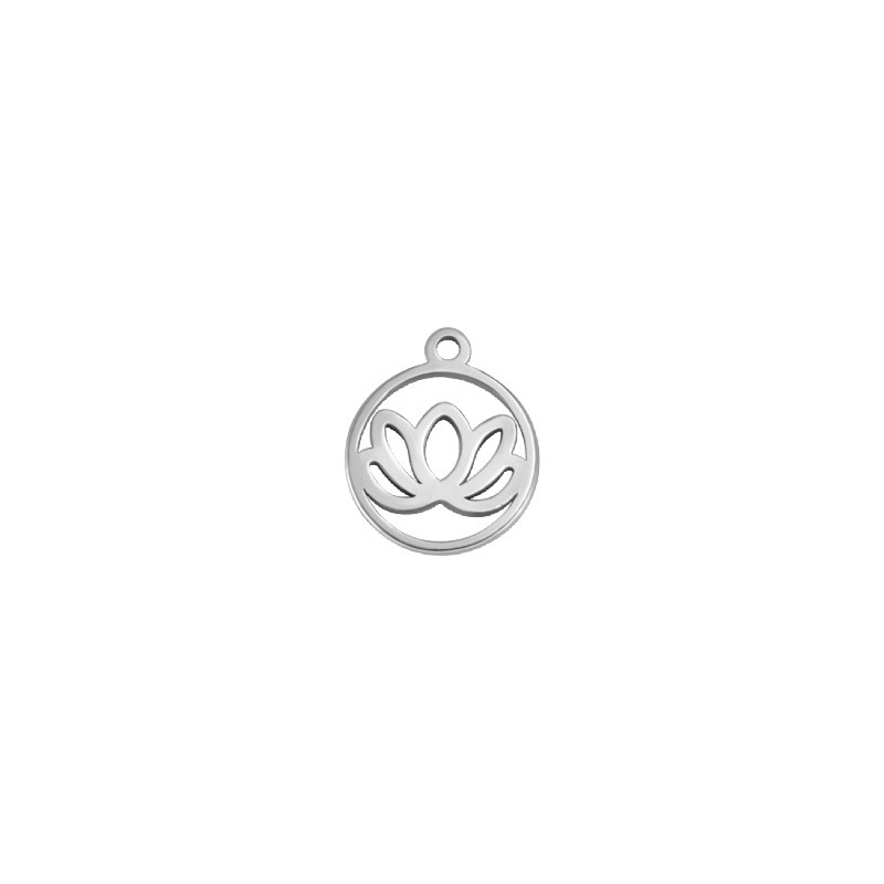 Lotus flower pendant/ surgical steel 12mm 1 pc ASS712