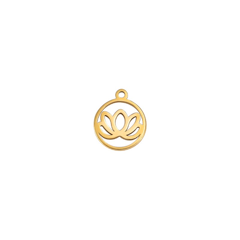 Lotus flower pendant / gold surgical steel 12mm 1 pc ASS712KG