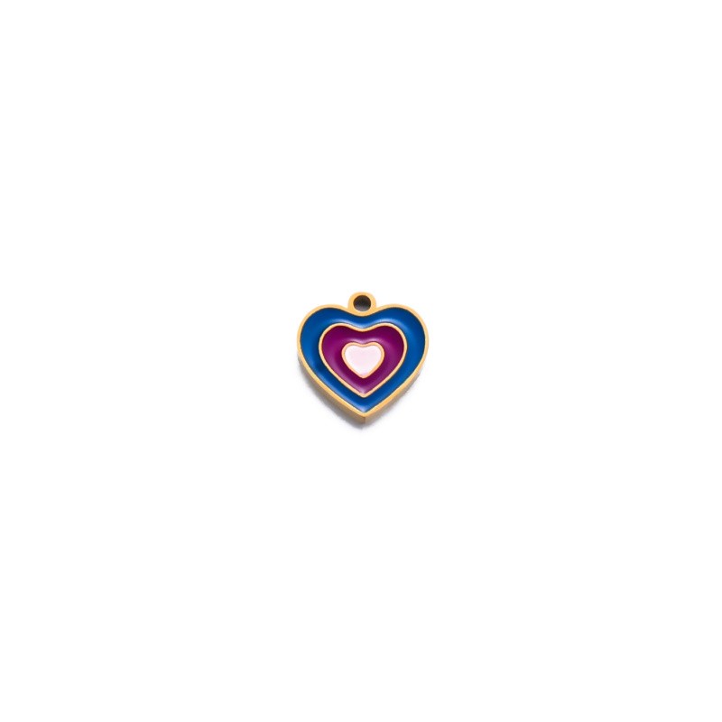 Enameled heart pendant/gold surgical steel, approx. 9mm, 1 pc. ASS718KG