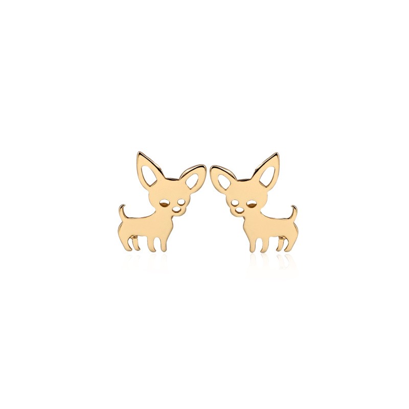Chihuahua dog stud earrings / gold surgical steel / 12x10mm 1 pair BSCHSZ075KG