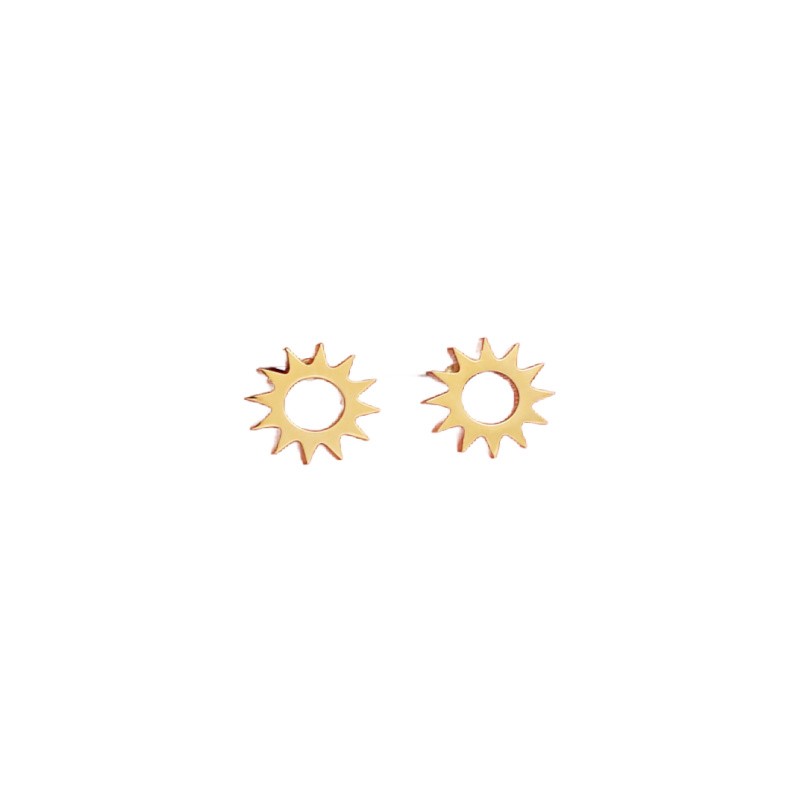 Sun/gold stud earrings surgical steel / 11mm 1 pair BSCHSZ078KG