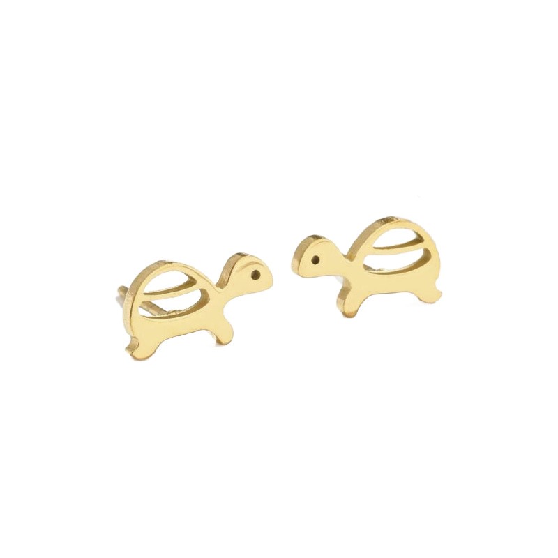 Turtle stud earrings / gold surgical steel / 11x6.5mm 1 pair BSCHSZ080KG