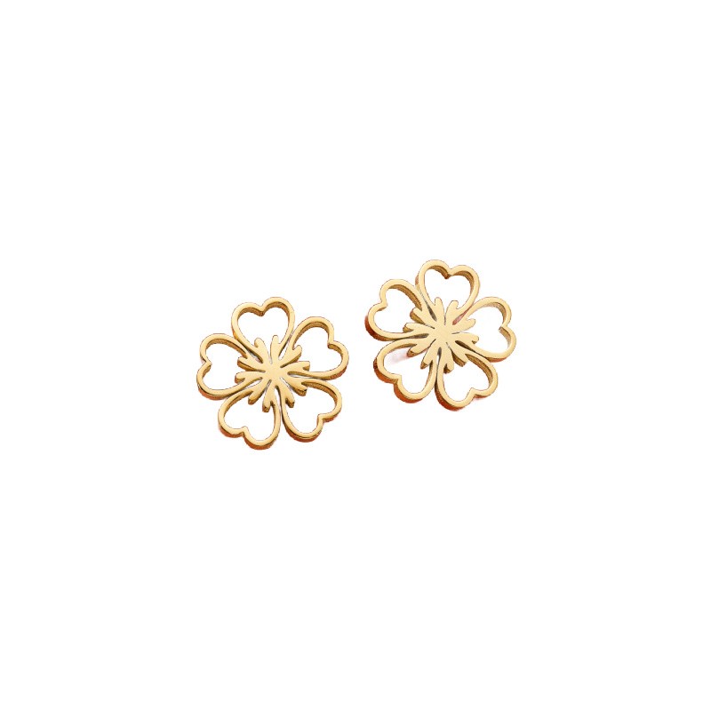 Gold flower earrings / 12 mm with a stopper / surgical steel / 1 pair BSCHSZ081KG