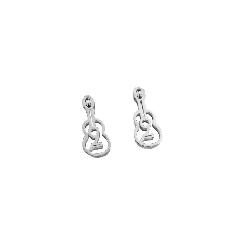 Guitar earrings/ 12.5x4.7mm with plug/ surgical steel/ 1 pair BSCHSZ082