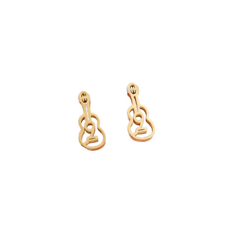 Gold guitar earrings/ 12.5x4.7mm with plug/ surgical steel/ 1 pair BSCHSZ082KG