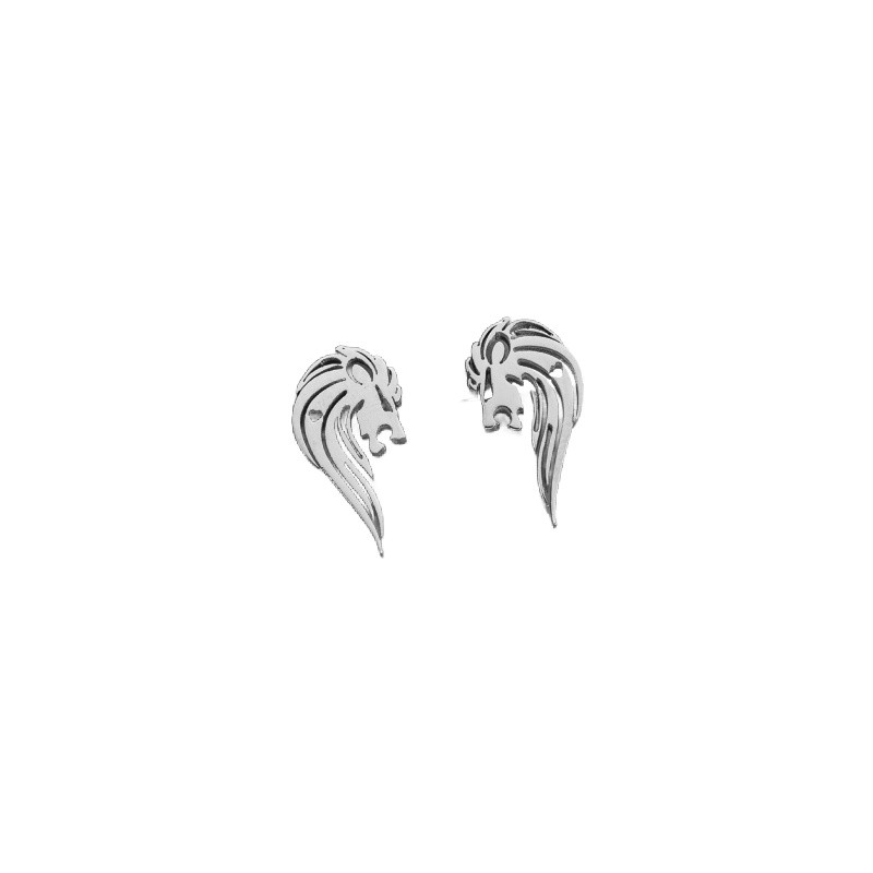 Lion head earrings/ 12x6.2mm with plug/ surgical steel/ 1 pair BSCHSZ083