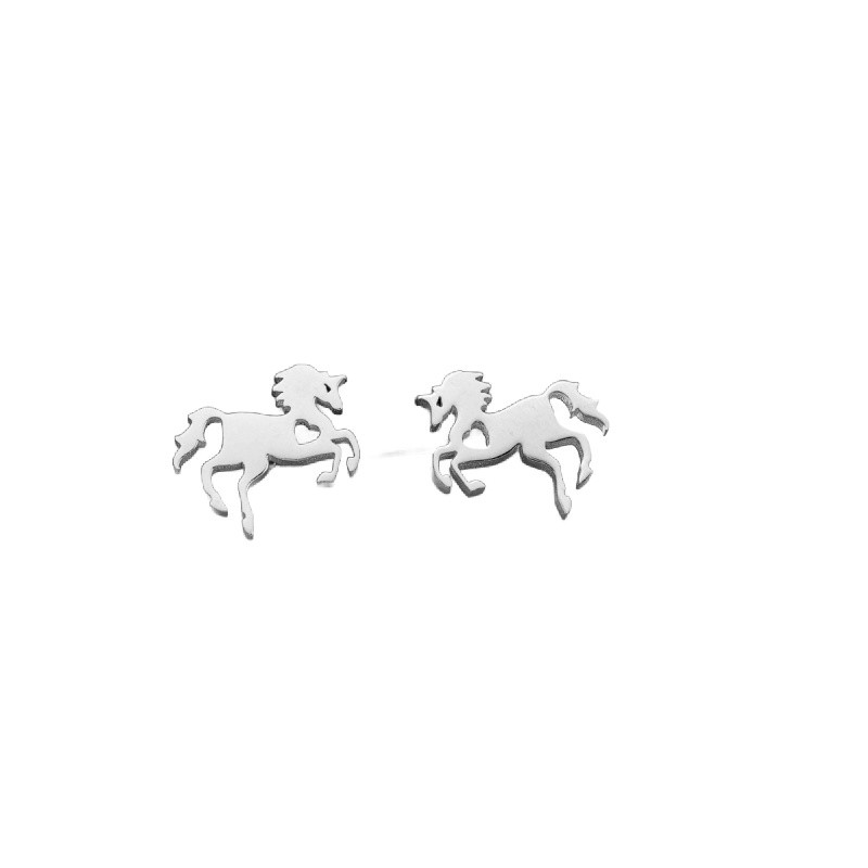Unicorn earrings with heart/ 12x6.2mm with plug/ surgical steel/ 1 pair BSCHSZ084