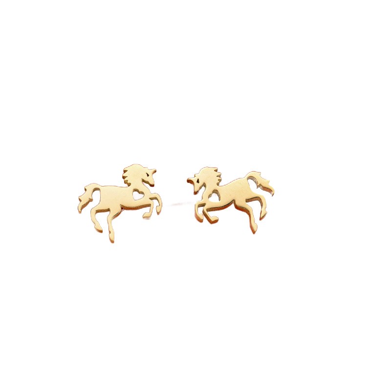 Gold unicorn earrings with heart/ 12x6.2mm with plug/ surgical steel/ 1 pair BSCHSZ084KG