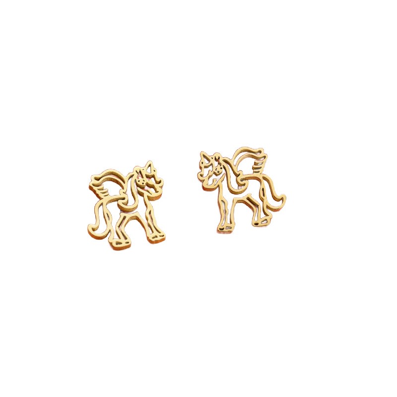 Gold unicorn earrings with wings/ 12.5x11mm with plug/ surgical steel/ 1 pair BSCHSZ085KG