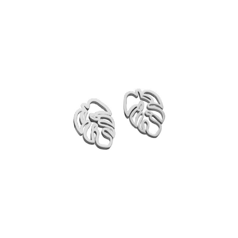 Monstera leaf earrings/ 12x9mm with a stopper/ surgical steel/ 1 pair BSCHSZ086