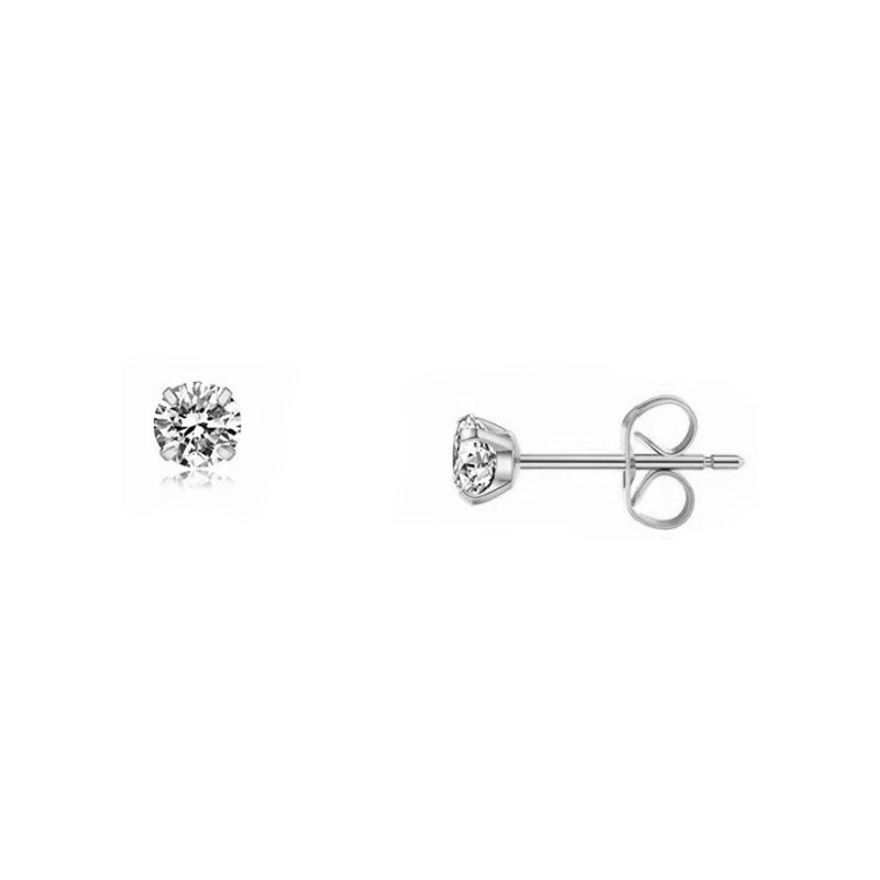 Stud earrings with zircon / 3 mm with a plug / surgical steel / 1 pair BSCHSZ088