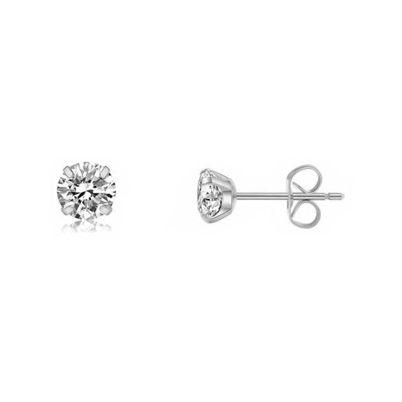 Stud earrings with zircon / 5 mm with a plug / surgical steel / 1 pair BSCHSZ089