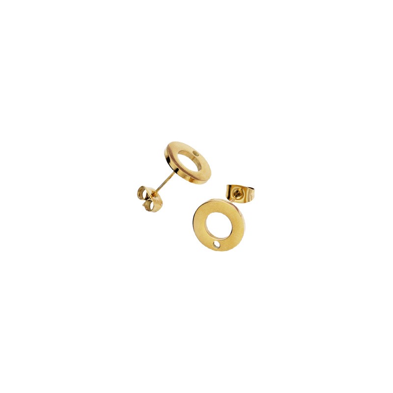 Gold ring studs with cap/ 12mm surgical steel 2pcs BKSCH120KG