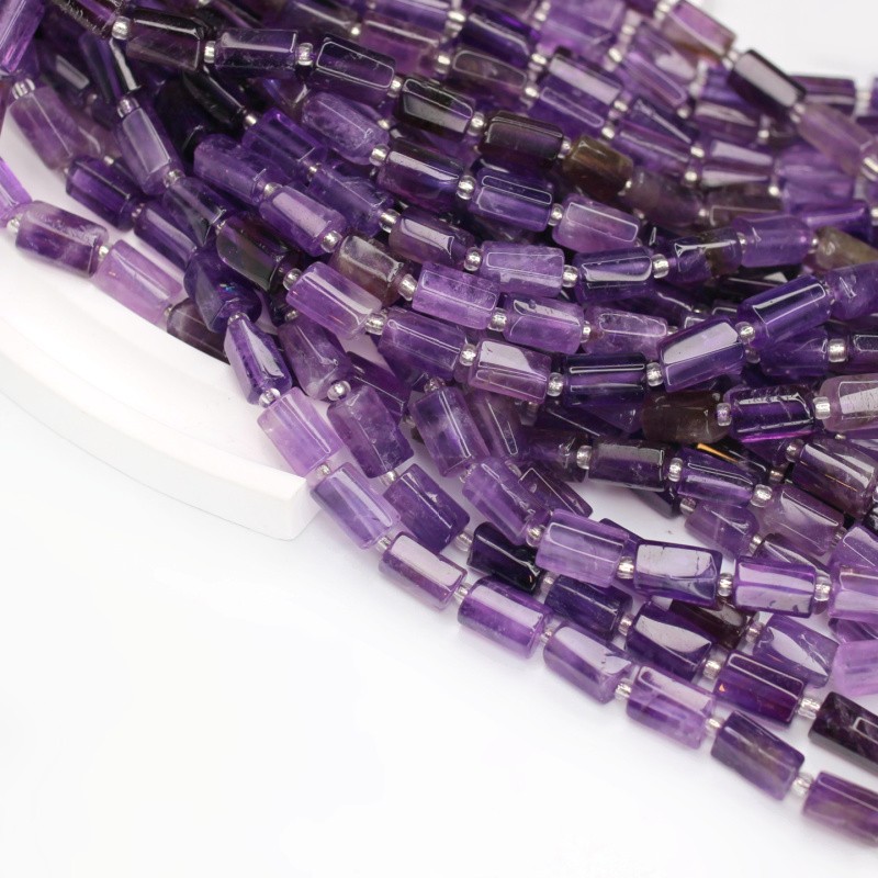 Amethyst / faceted rollers 8x11mm / 15pcs / KAAMW01