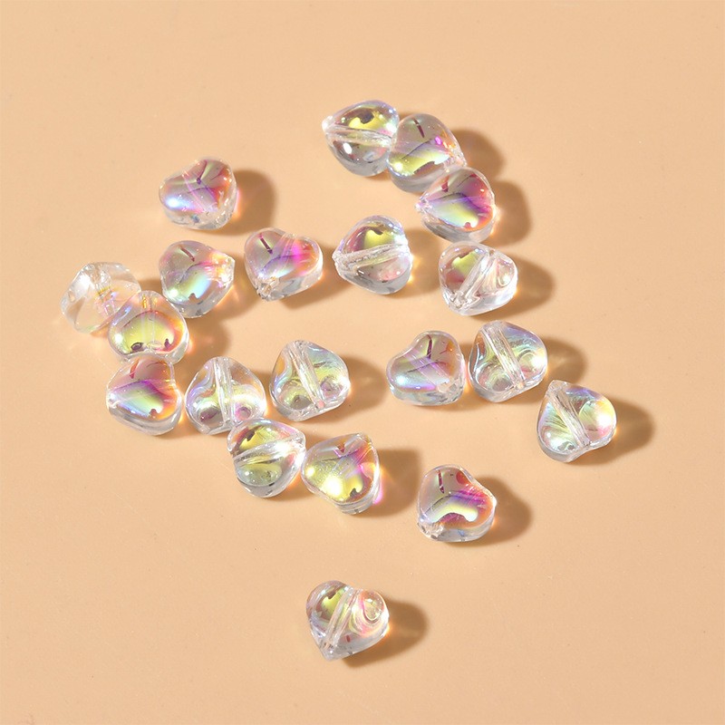 Lampwork glass heart/transparent pink 6mm 10pcs SZLASEM08