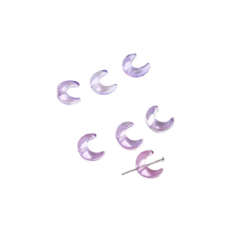Glass beads/ transparent purple/ lunula/ moon 12x15mm 2pcs SZLAZKL02