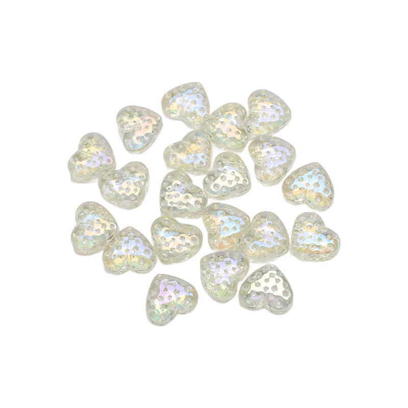 Glass beads/ transparent lemon/ heart/ 15x13mm 2pcs SZLASE02