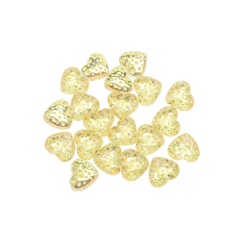 Yellow glass beads/heart/15x13mm 2pcs SZLASE03