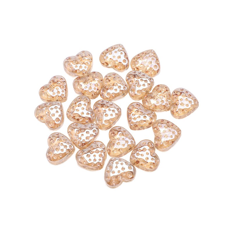 Brown glass beads/heart/15x13mm 2pcs SZLASE04