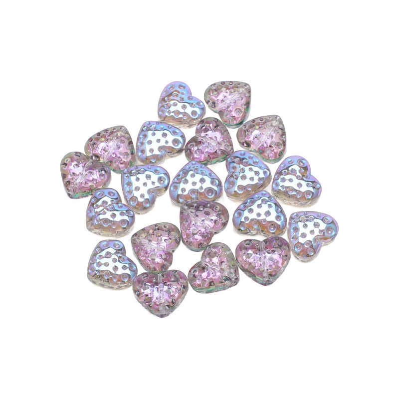 Glass beads/ blue-violet/ heart/ 15x13mm 2pcs SZLASE07