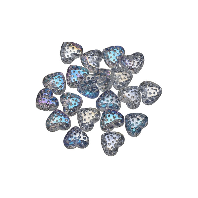 Glass beads/ metallic rainbow/ heart/ 15x13mm 2pcs SZLASE08