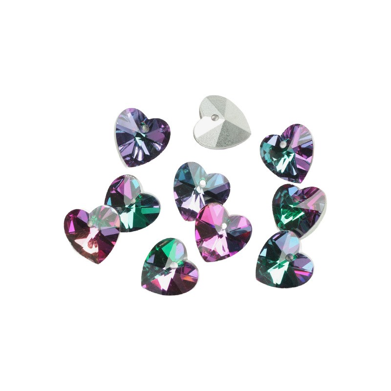 Faceted crystal beads/ purple-green heart/ 18mm 1 pc SZSZSE03