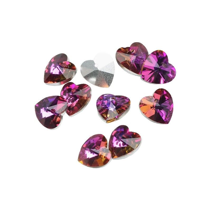 Faceted crystal beads/ pink-orange heart/ 18mm 1 pc SZSZSE04