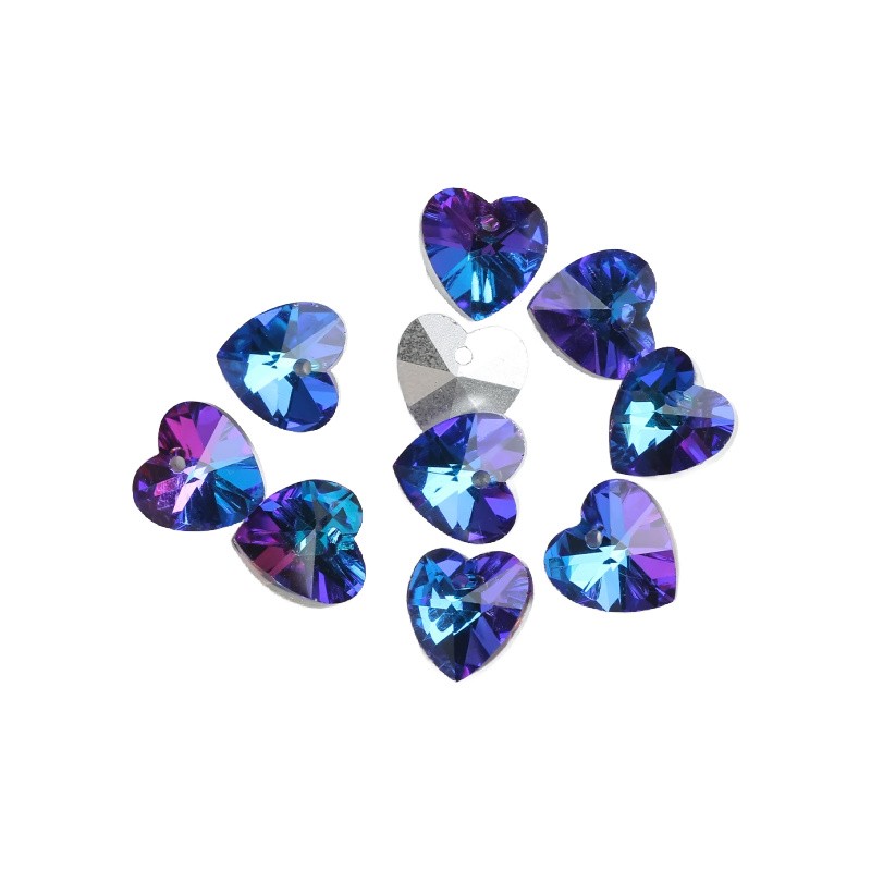 Koraliki kryształki fasetowane/niebiesko-fioletowe serce/ 18mm 1szt SZSZSE05
