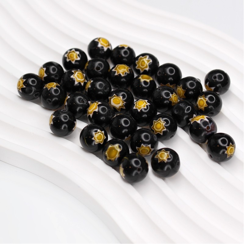 Millefiori beads/balls 12mm black/2pcs SZMFKU1202