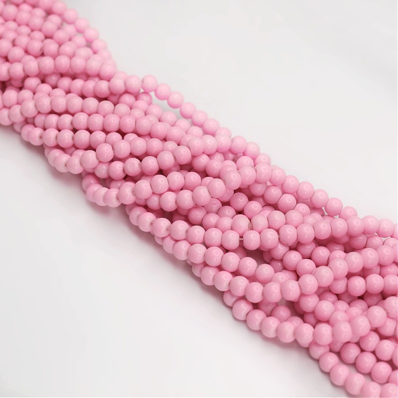 Milky beads/ glass balls 6mm/ baby pink/ 140 pcs SZTP0692