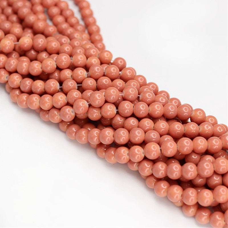 Milky beads/ glass balls 8mm/ pale Indian pink/ 108 pcs SZTP0846A