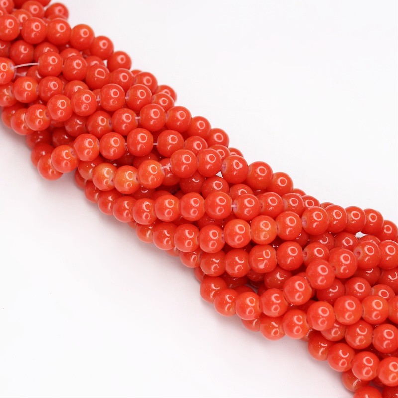 Milky beads for bracelets / warm coral / 8mm beads / 108 pieces SZTP0881A